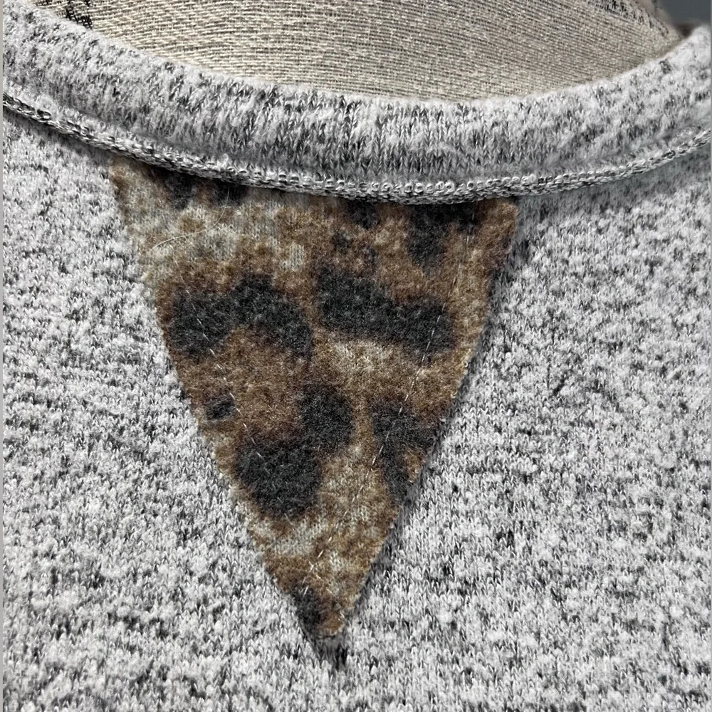 Vintage Havana super soft pullover top with leopard stripe down sleeves